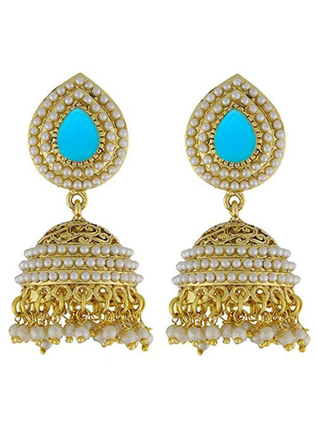 YouBella Ethnic Traditional Jewellery Jhumki Earrings for Girls and Women (Blue)